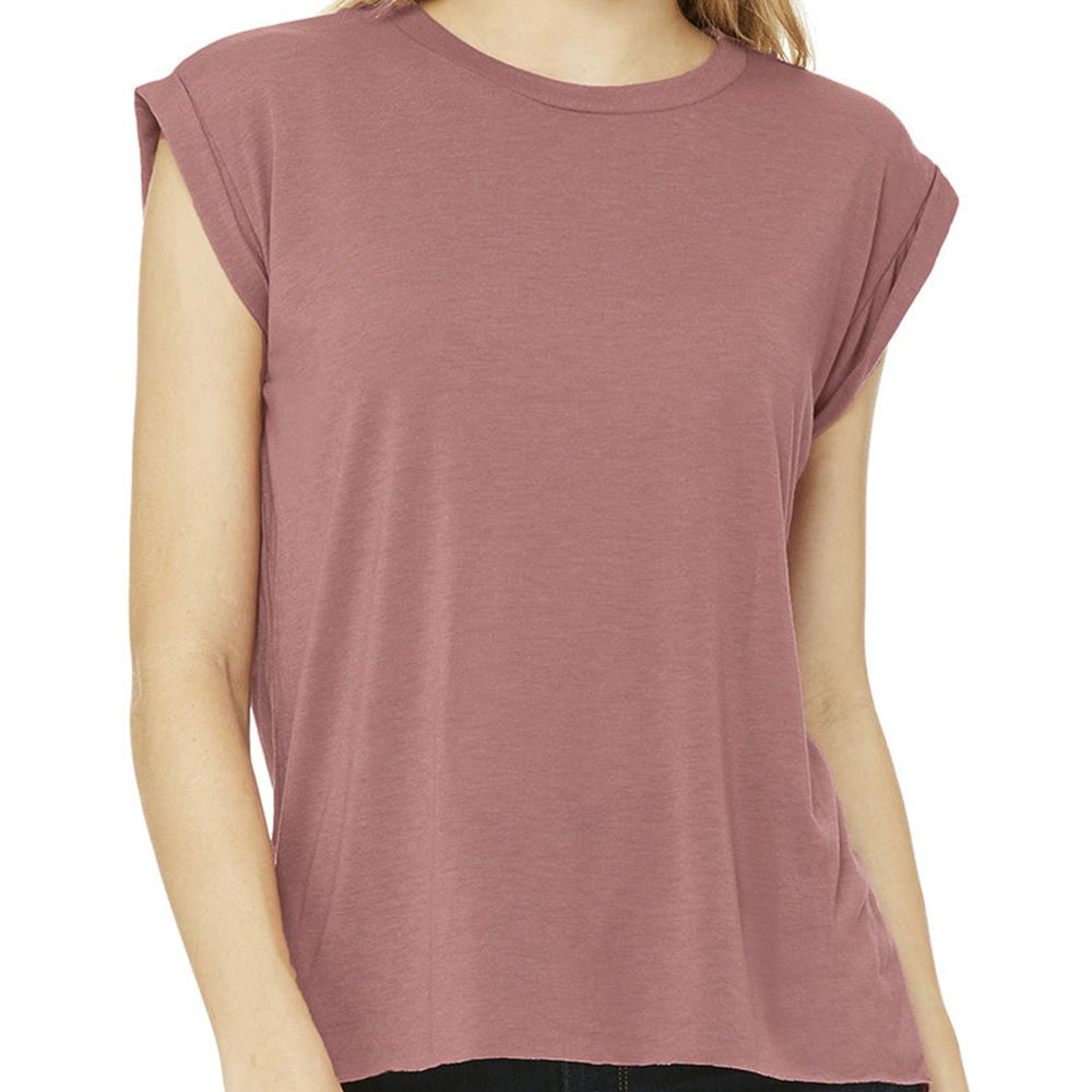 Bella + Canvas Women's Flowy Muscle T-Shirt with Rolled Cuff