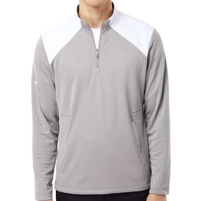 Adidas Textured Mixed Media Quarter-Zip Pullover