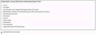 Size Charts Now in Descriptions!