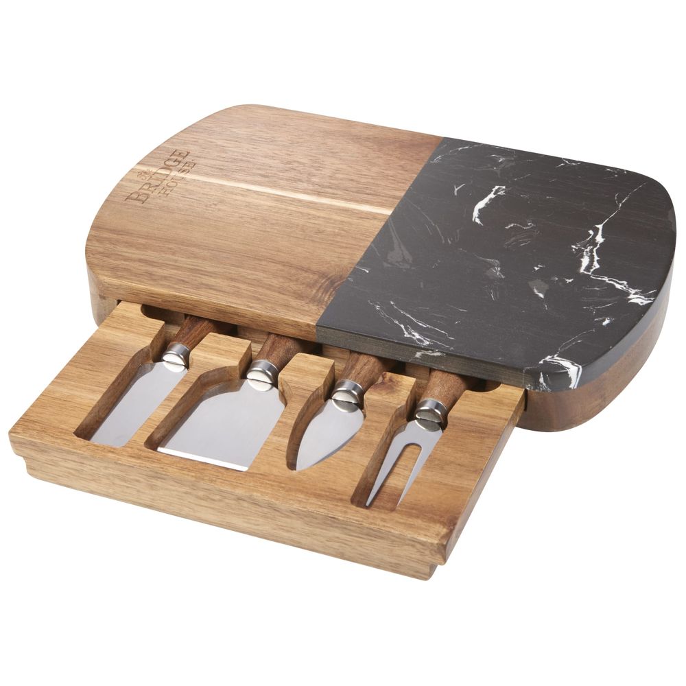 Black Marble Cheese Board Set with Knives