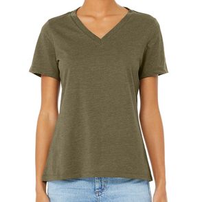 Bella + Canvas Women's Relaxed Heather CVC V-Neck Tee