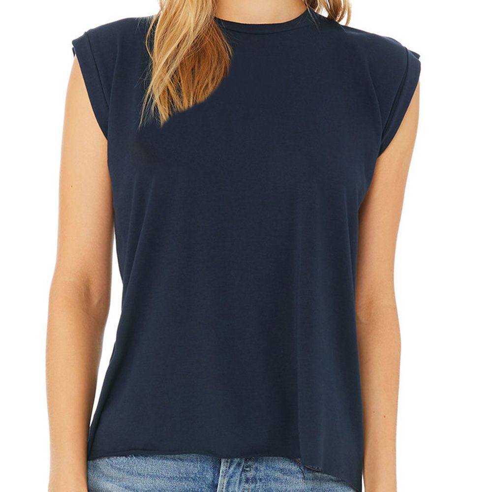 Bella + Canvas Women's Flowy Muscle T-Shirt with Rolled Cuff