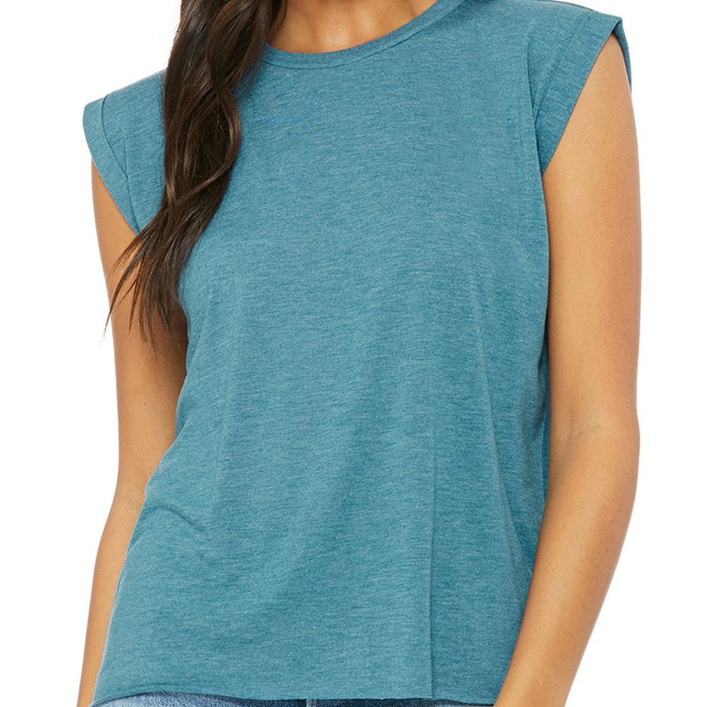 Bella + Canvas Women's Flowy Muscle T-Shirt with Rolled Cuff