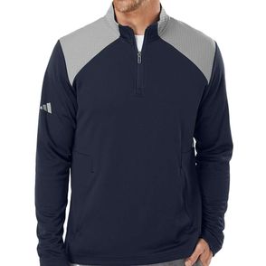 Adidas Textured Mixed Media Quarter-Zip Pullover