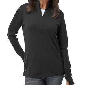 Adidas Women's 3-Stripes Quarter-Zip Sweater