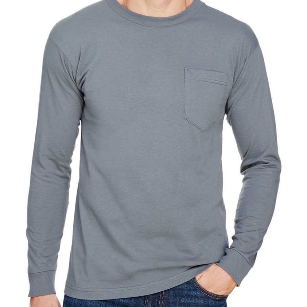 Bayside  Union-Made Long Sleeve Pocket Shirt