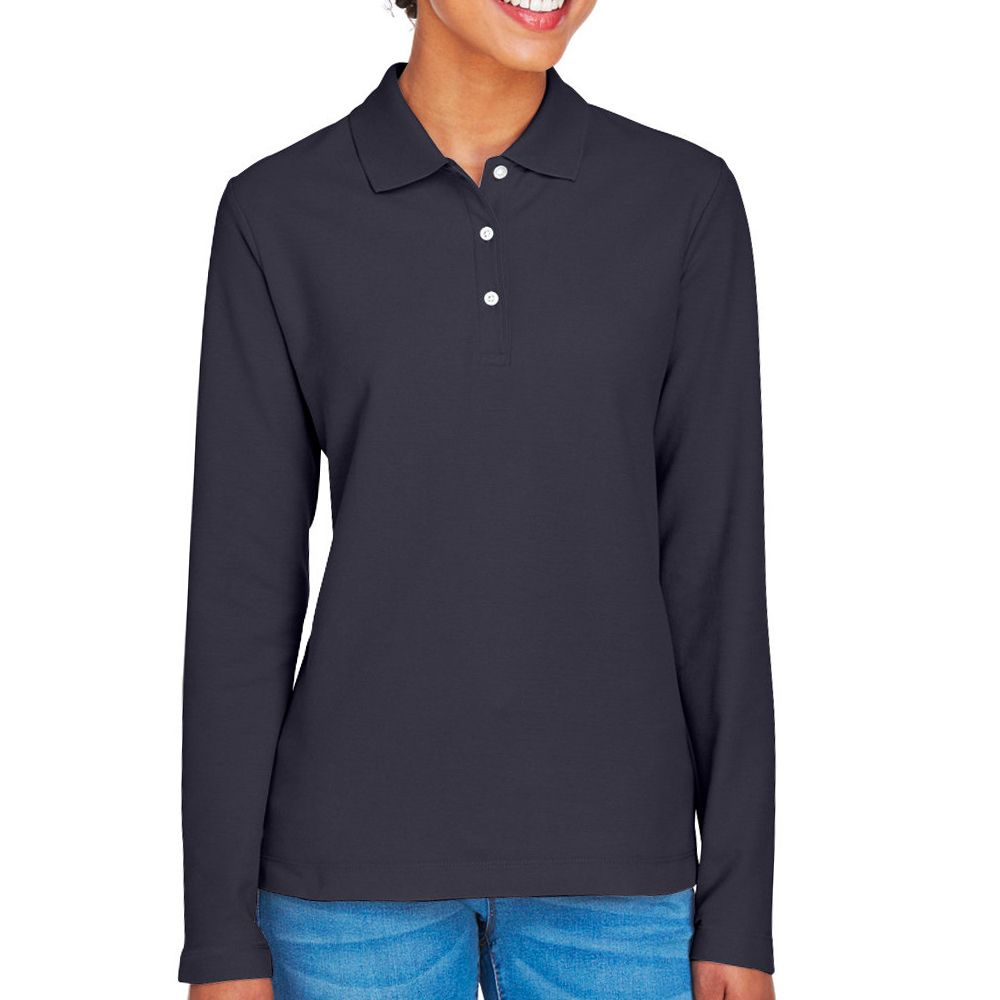 Devon & Jones Women's Long Sleeve Pique Polo