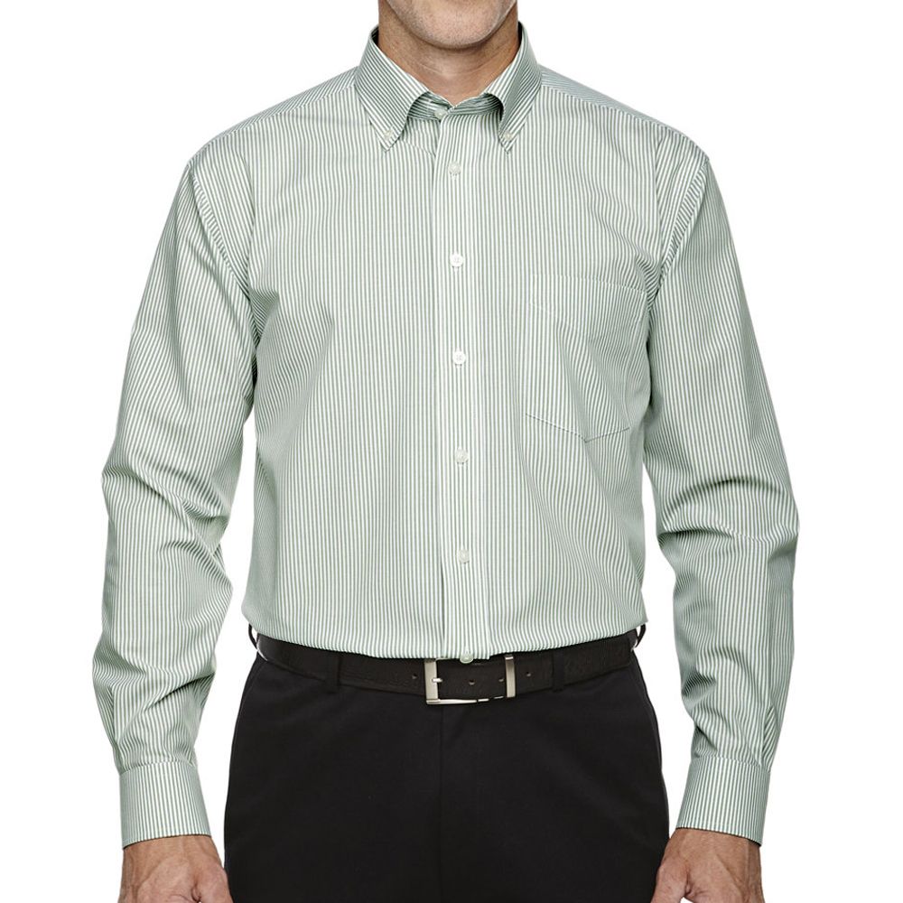 Devon & Jones Crown Collection™ Banker Stripe Button Up Shirt