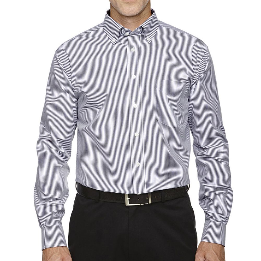 Devon & Jones Crown Collection™ Banker Stripe Button Up Shirt