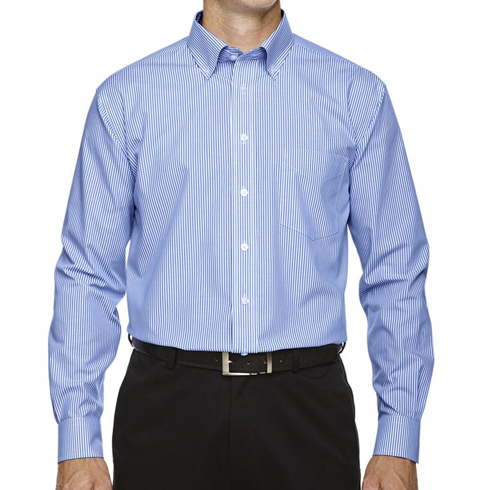 Devon & Jones Crown Collection™ Banker Stripe Button Up Shirt