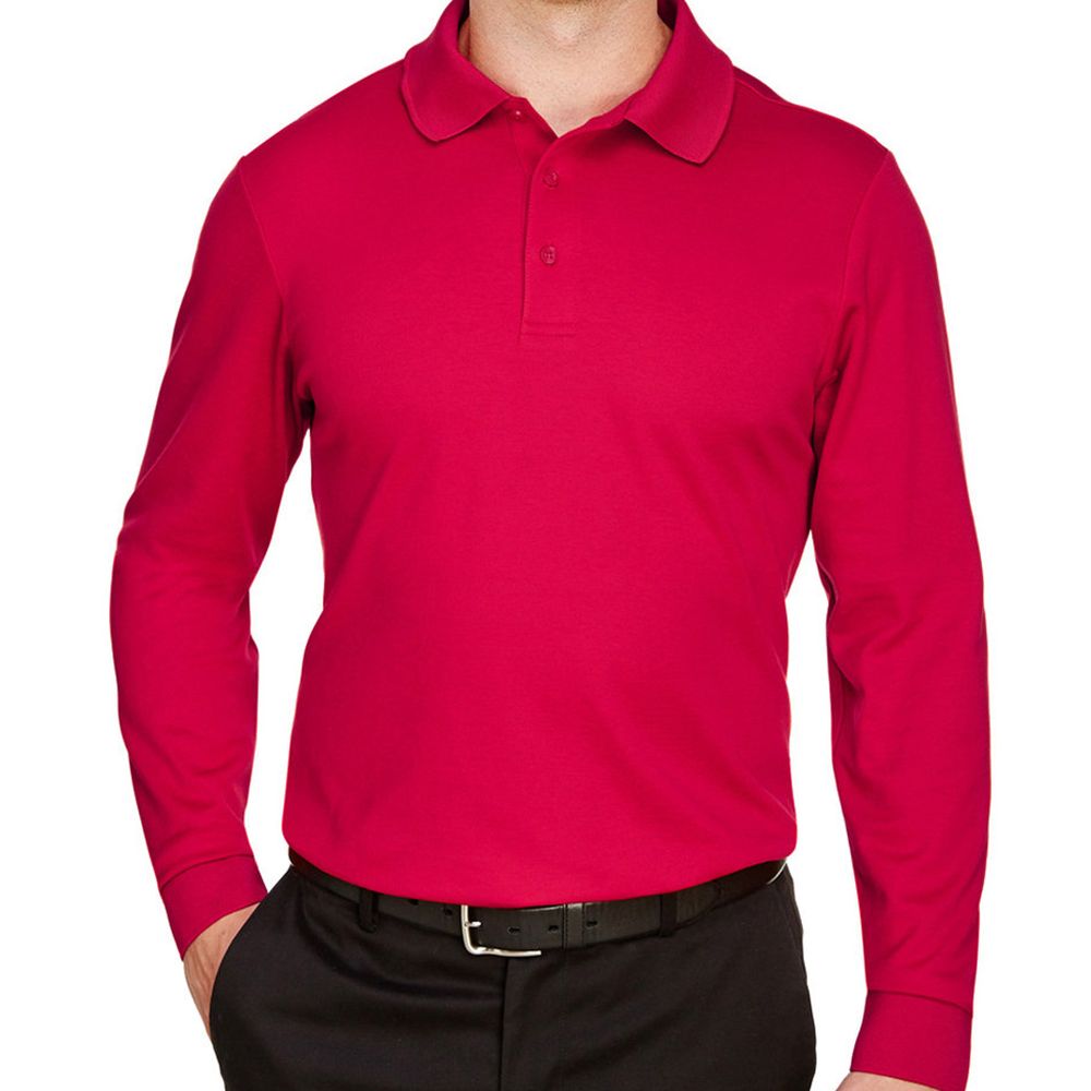 Devon & Jones CrownLux Performance™ Plaited Long Sleeve Polo Shirt