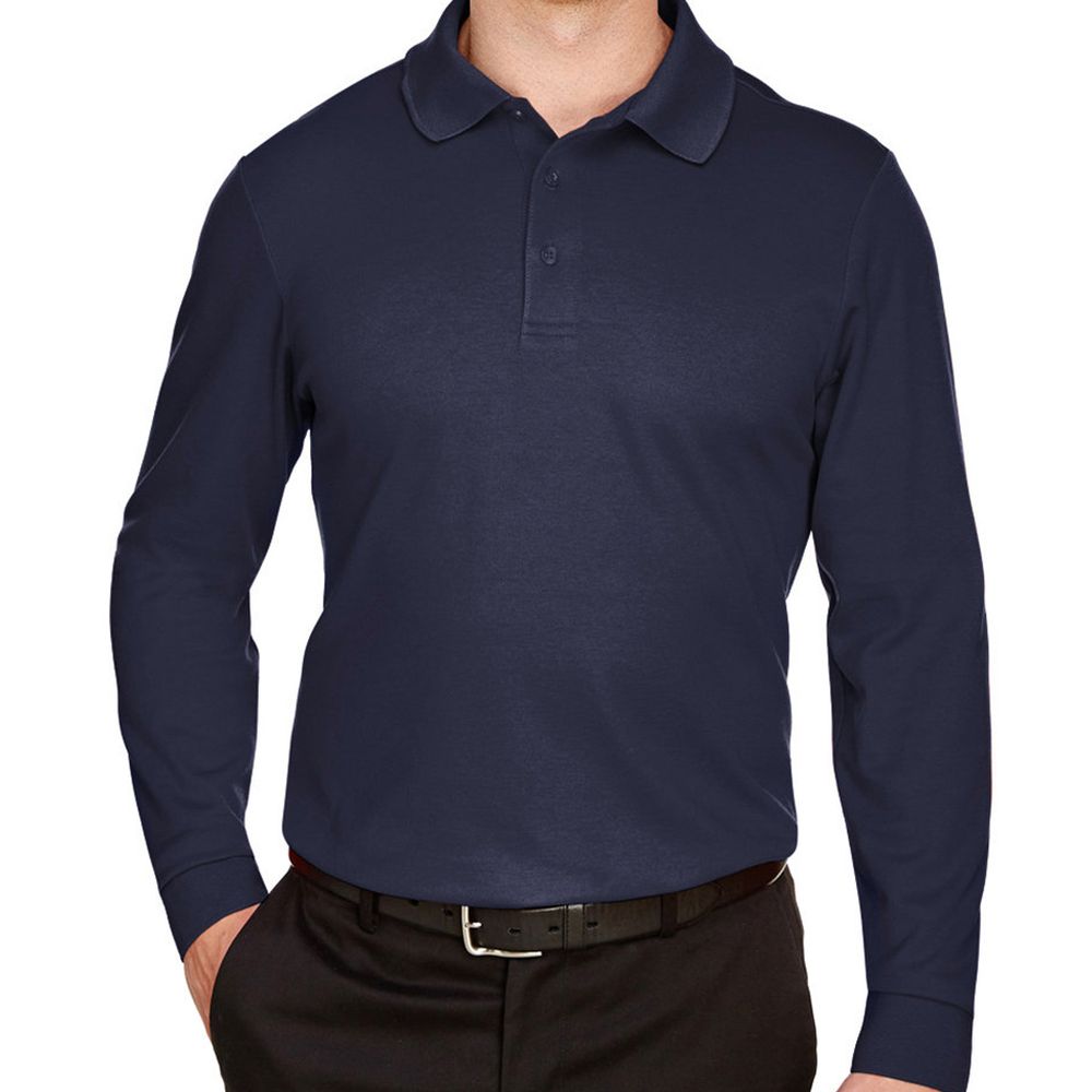 Devon & Jones CrownLux Performance™ Plaited Long Sleeve Polo Shirt