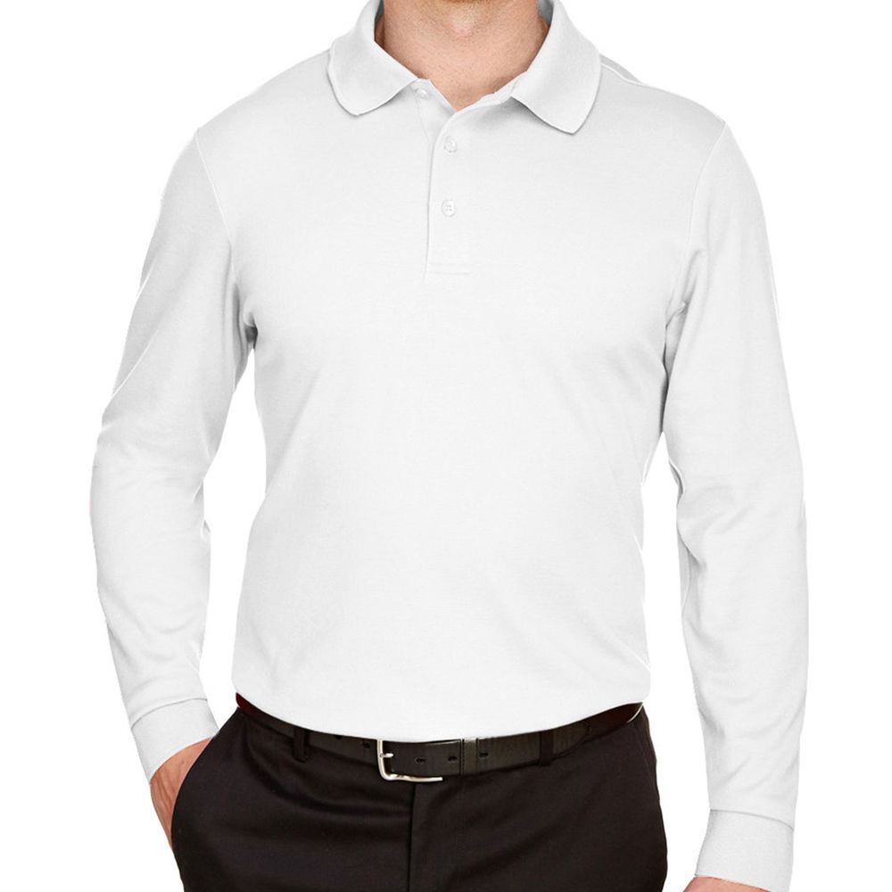 Devon & Jones CrownLux Performance™ Plaited Long Sleeve Polo Shirt