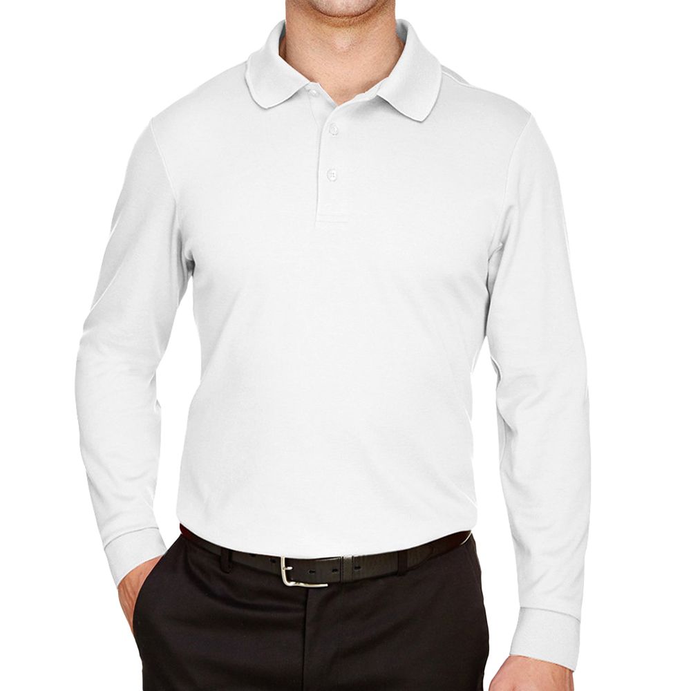 CrownLux Performance Men's Tall Plaited Long Sleeve Polo