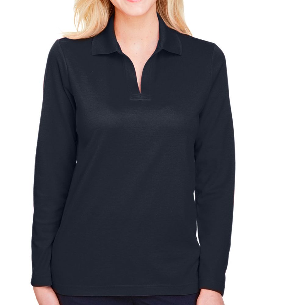 Devon & Jones CrownLux Performance™ Women's Plaited Long Sleeve Polo Shirt