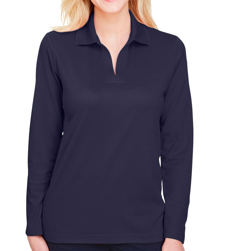 Devon & Jones CrownLux Performance™ Women's Plaited Long Sleeve Polo Shirt