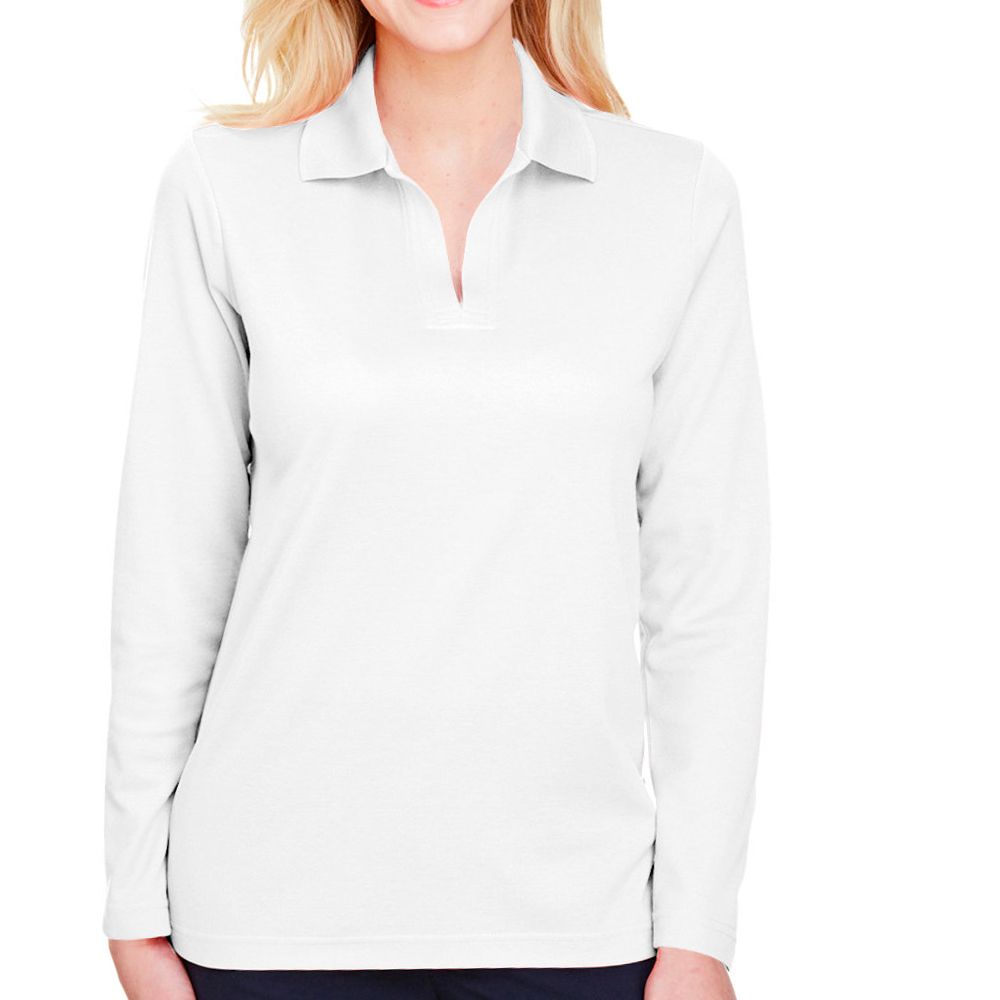 Devon & Jones CrownLux Performance™ Women's Plaited Long Sleeve Polo Shirt