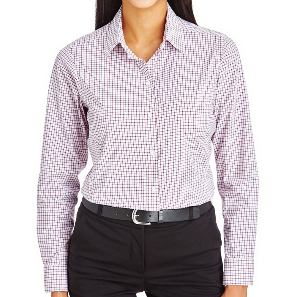 Devon & Jones CrownLux Women's Micro Windowpane Button Up Shirt