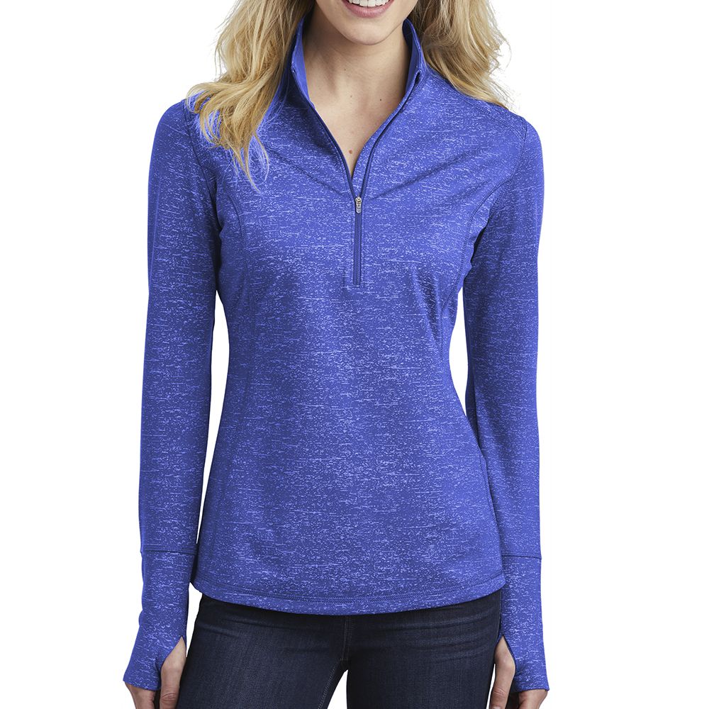 Sport-Tek Women's Sport-Wick Stretch Reflective Heather Half-Zip Pullover