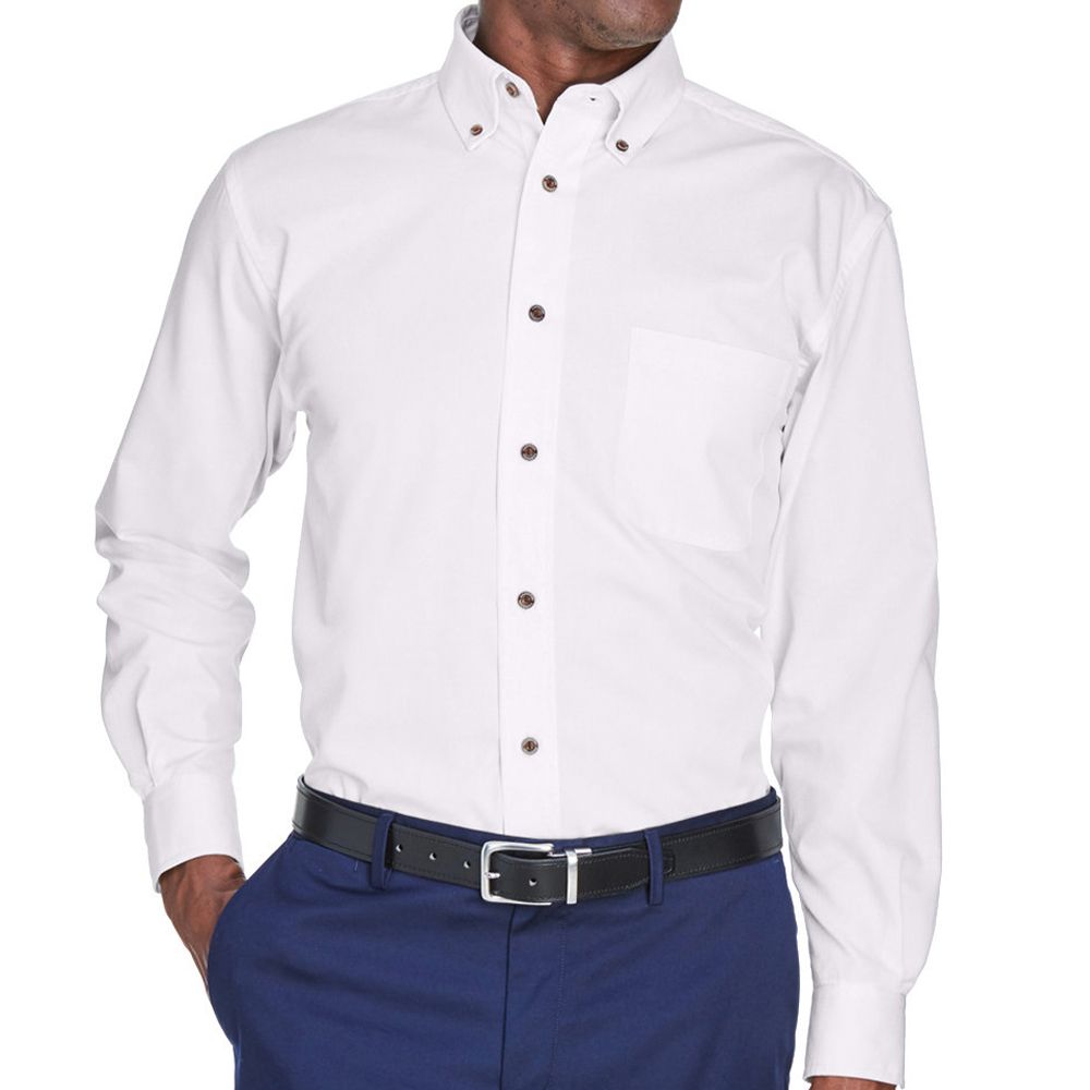 Men's Tall Easy Blend Long-Sleeve Twill Shirt with Stain-Release