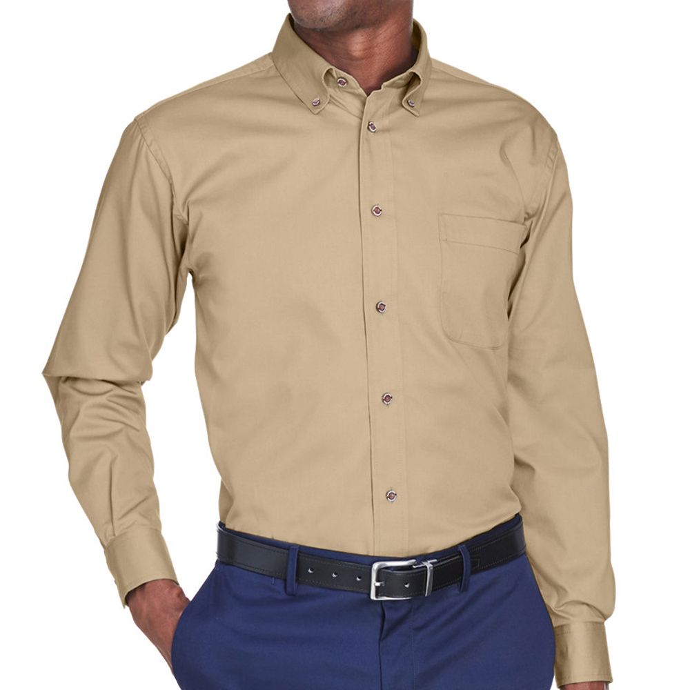 Men's Tall Easy Blend Long-Sleeve Twill Shirt with Stain-Release