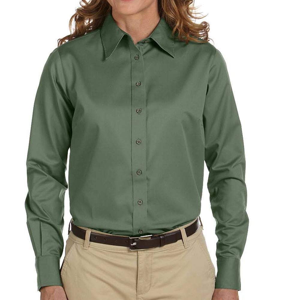 Harriton Women's Stain Resistant Button Up Shirt