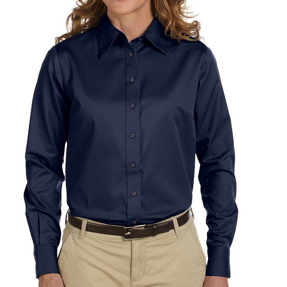 Harriton Women's Stain Resistant Button Up Shirt