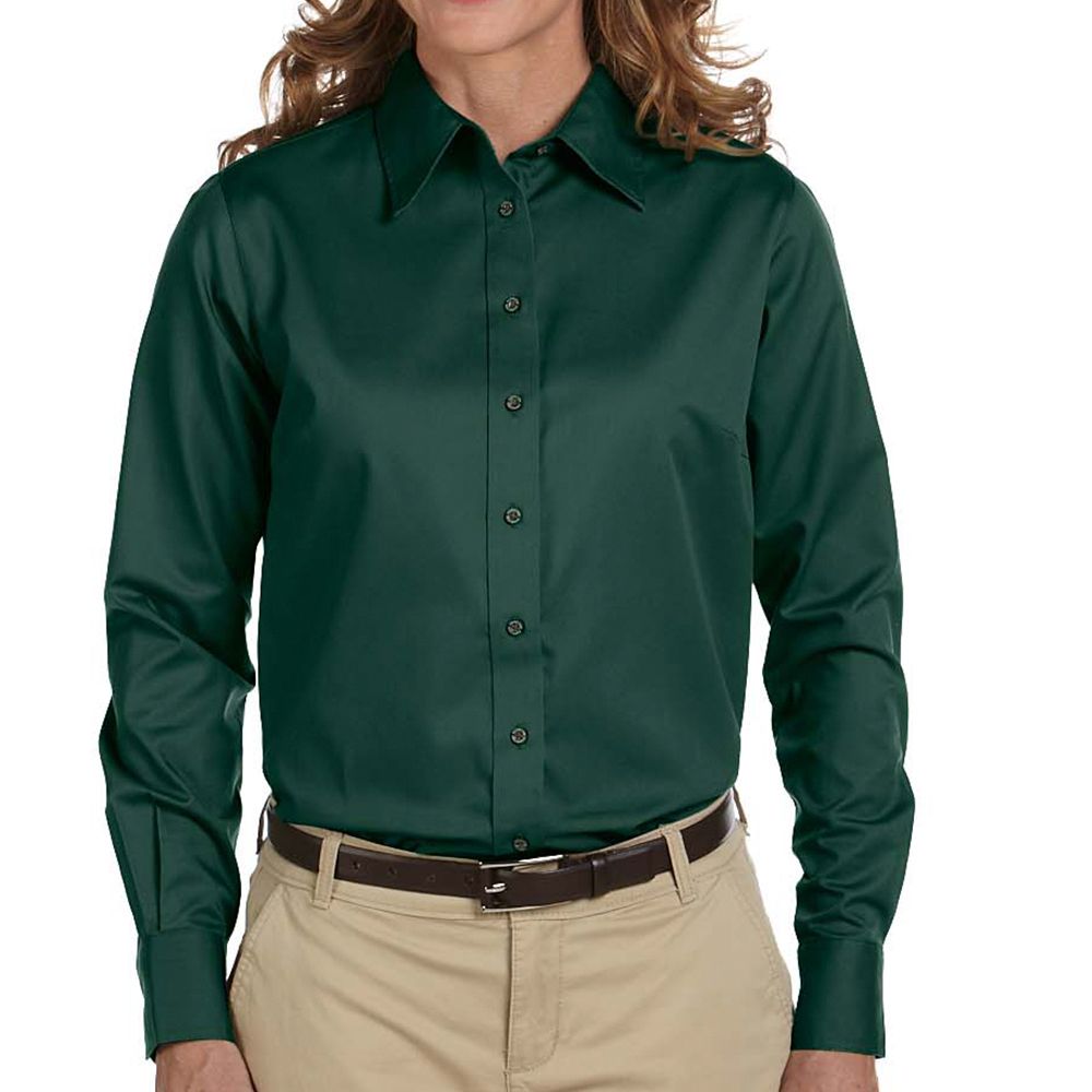 Harriton Women's Stain Resistant Button Up Shirt