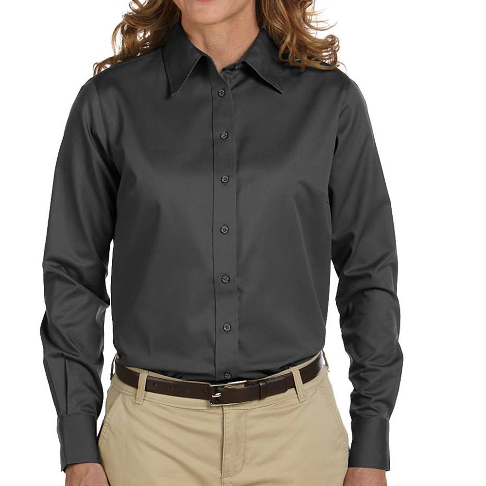 Harriton Women's Stain Resistant Button Up Shirt