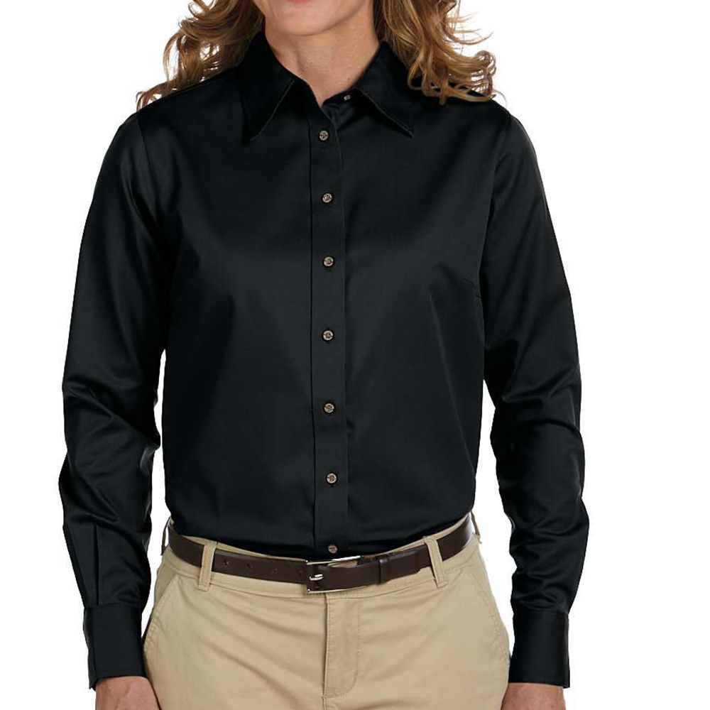 Harriton Women's Stain Resistant Button Up Shirt