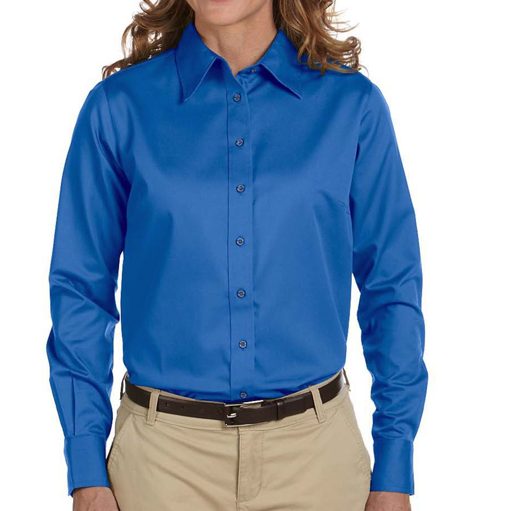 Harriton Women's Stain Resistant Button Up Shirt