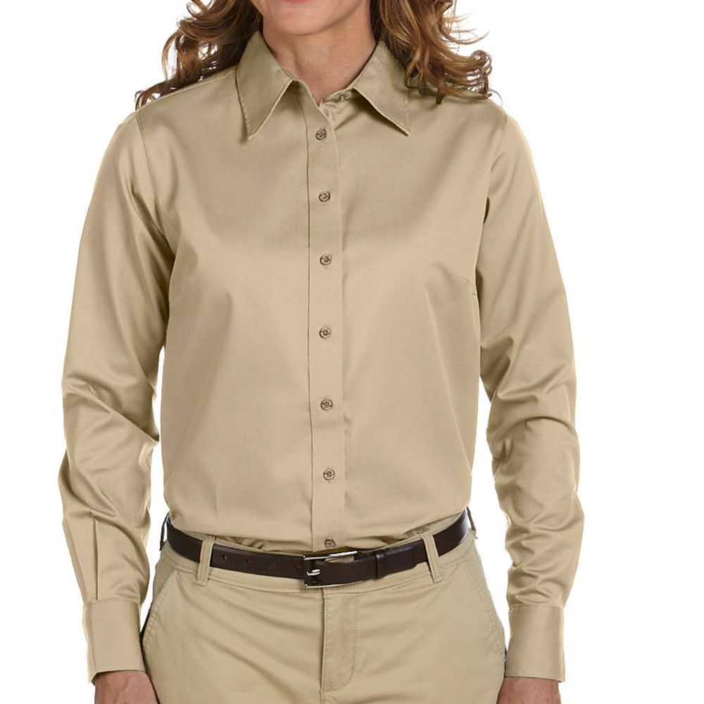 Harriton Women's Stain Resistant Button Up Shirt