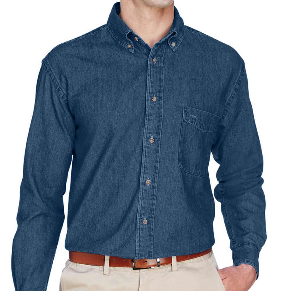 Harriton Long Sleeve Denim Button Down