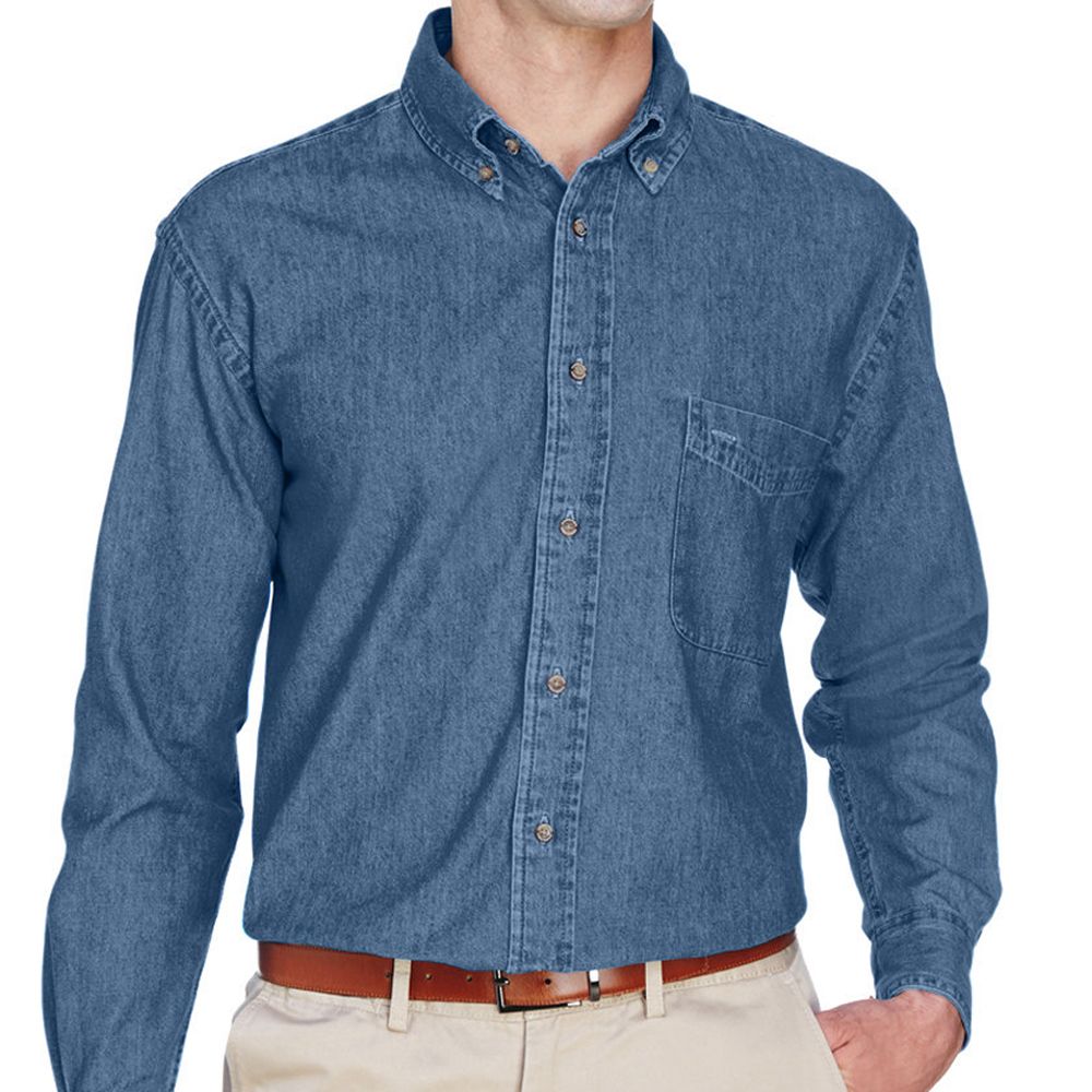 Harriton Long Sleeve Denim Button Down