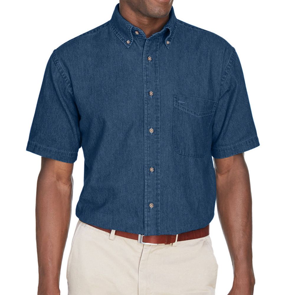 Harriton Short Sleeve Denim Button Down Shirt