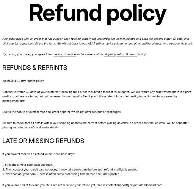 Refund Policy