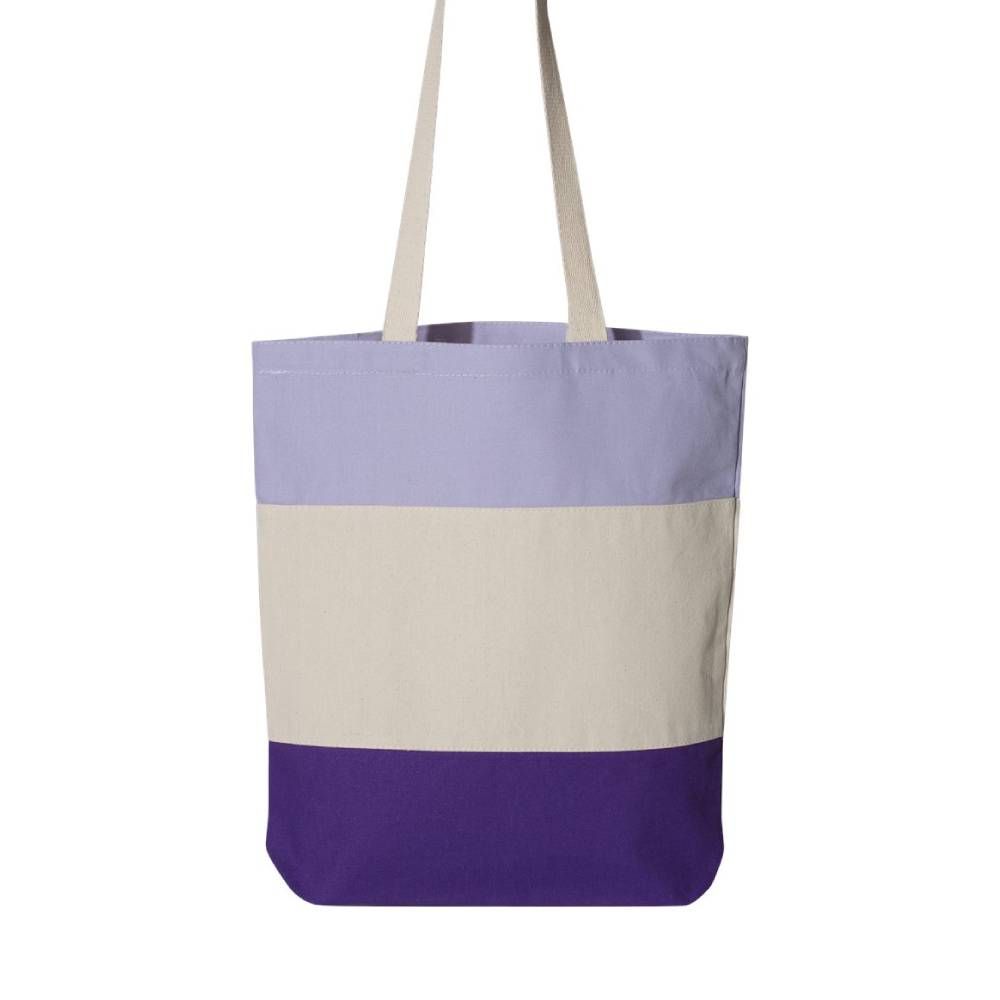 Q-Tees Tri-Color Canvas Tote Bag