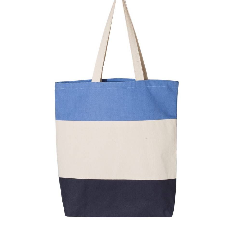 Q-Tees Tri-Color Canvas Tote Bag