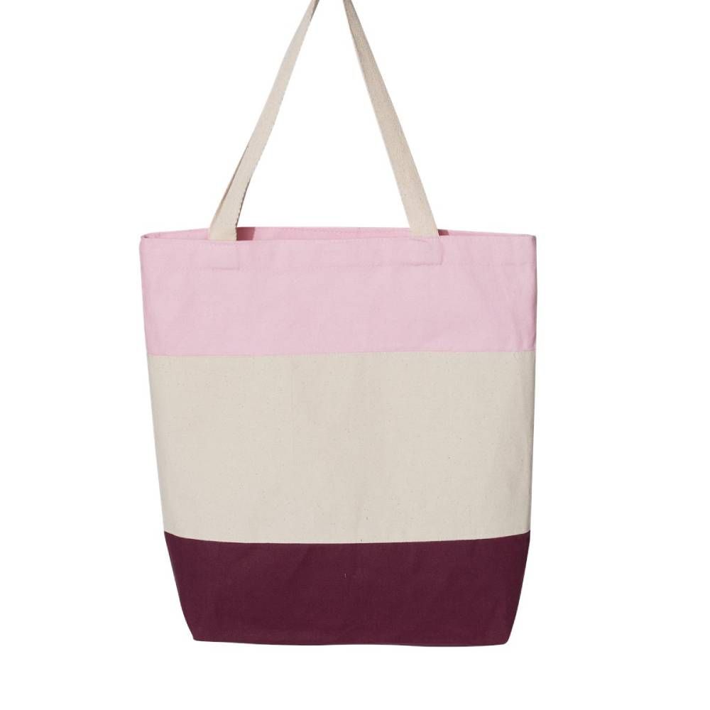 Q-Tees Tri-Color Canvas Tote Bag