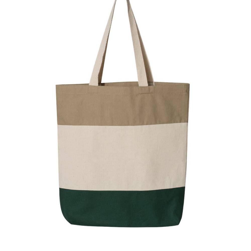 Q-Tees Tri-Color Canvas Tote Bag