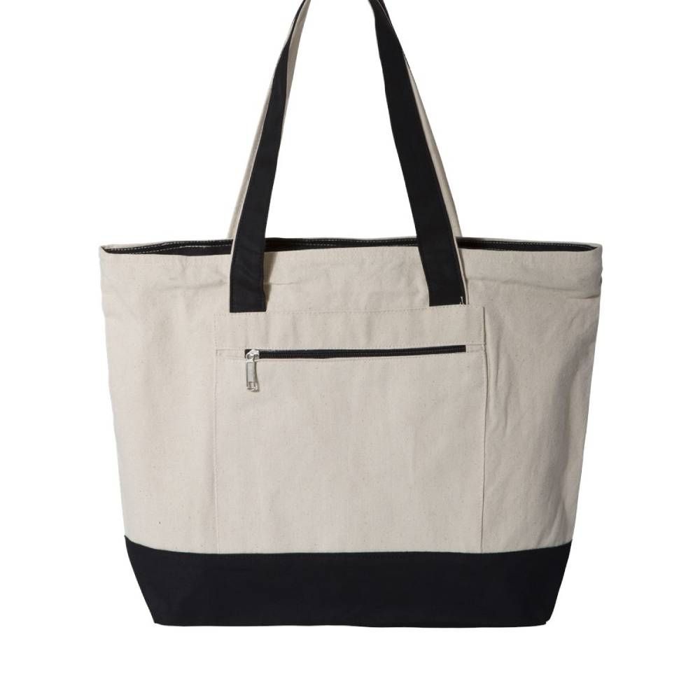 Q-Tees Zippered Canvas Tote Bag