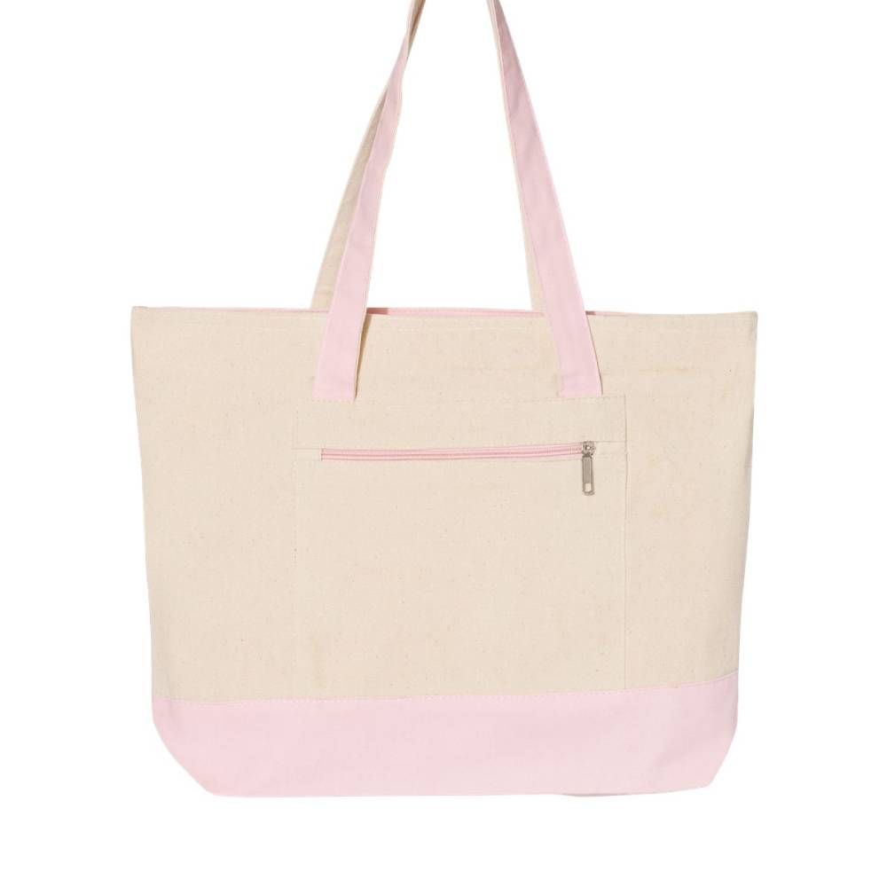 Q-Tees Zippered Canvas Tote Bag