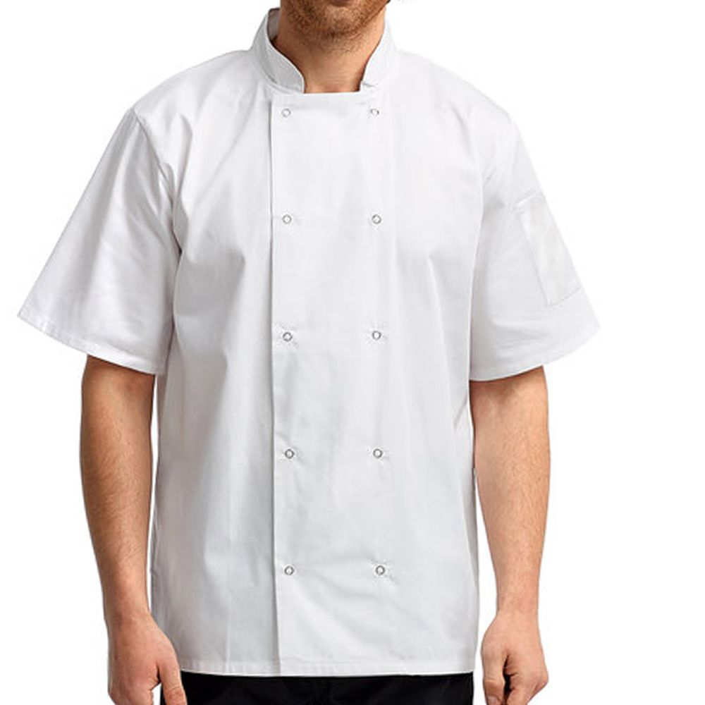 Unisex Studded Front Short-Sleeve Chef's Coat