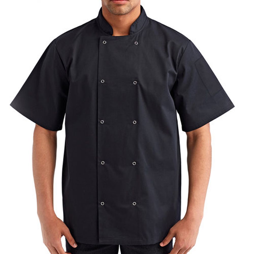 Unisex Studded Front Short-Sleeve Chef's Coat