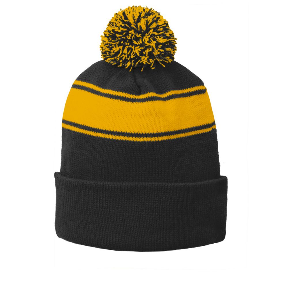 Sport-Tek Stripe Pom Pom Beanie