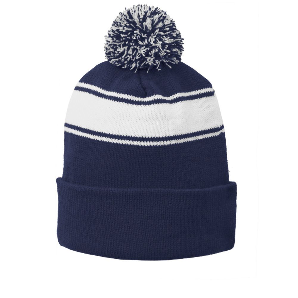 Sport-Tek Stripe Pom Pom Beanie