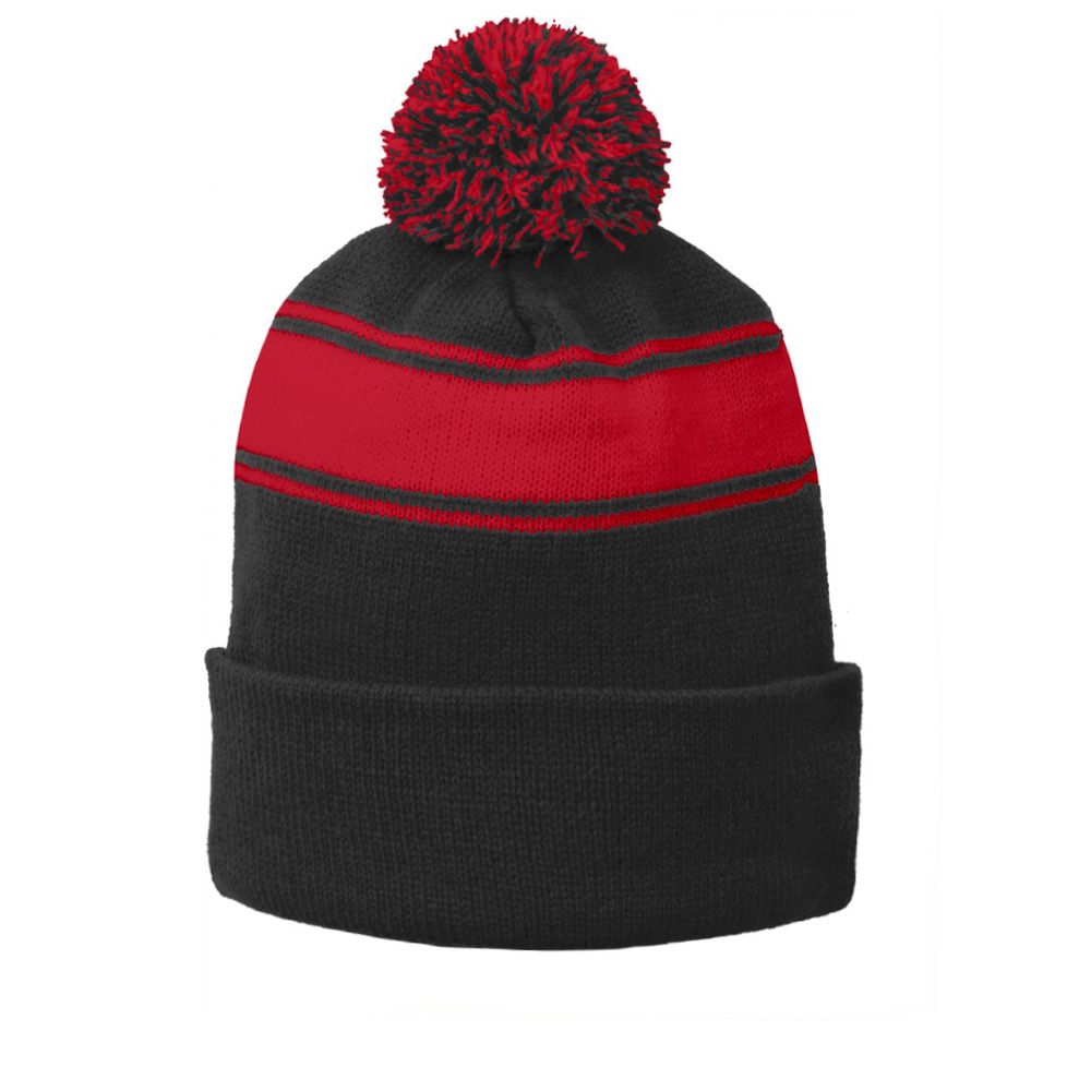 Sport-Tek Stripe Pom Pom Beanie