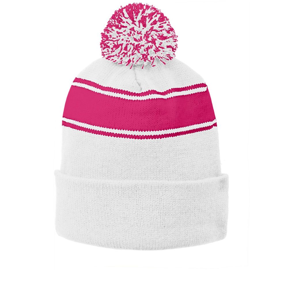 Sport-Tek Stripe Pom Pom Beanie