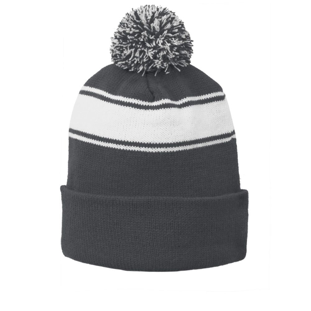 Sport-Tek Stripe Pom Pom Beanie