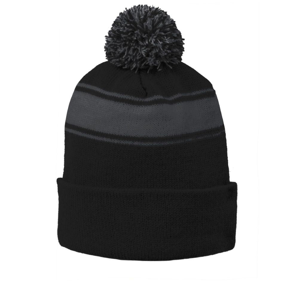 Sport-Tek Stripe Pom Pom Beanie